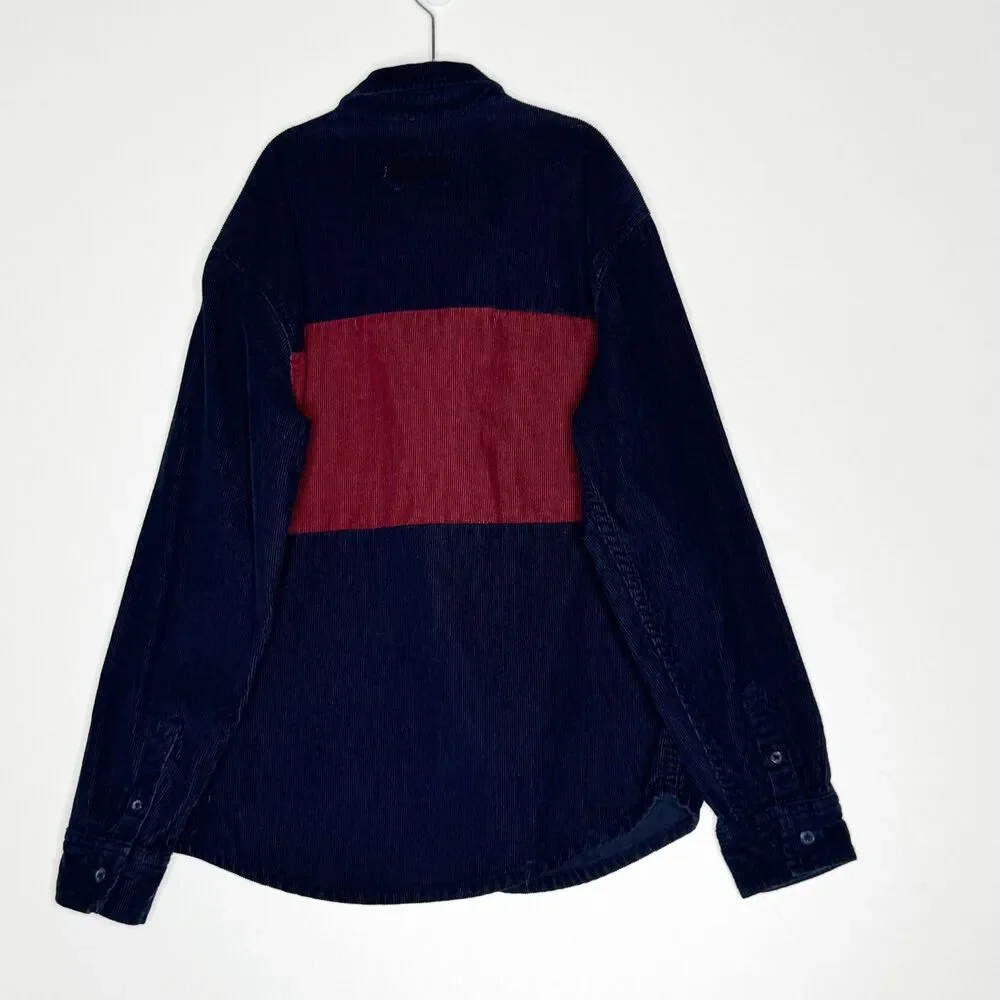 Old Navy 2024 Long-Sleeve Color Block Corduroy Shirt Boys Size 10-12 Large